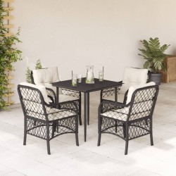 Ensemble à manger de jardin coussins 5pcs Noir Résine tressée 510589510589