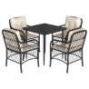 Ensemble à manger de jardin coussins 5pcs Noir Résine tressée 510589510589