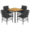 Ensemble à manger de jardin coussins 5pcs Noir Résine tressée 510591510591