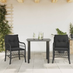 Ensemble de bistro 3 pcs avec coussins noir résine tressée 510594510594