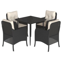 Ensemble à manger de jardin coussins 5pcs Noir Résine tressée 510597510597