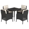 Ensemble à manger de jardin coussins 5pcs Noir Résine tressée 510597510597