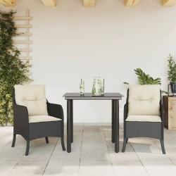 Ensemble à manger de jardin avec coussins 3 pcs Noir 510598510598