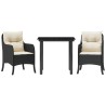 Ensemble à manger de jardin avec coussins 3 pcs Noir 510598510598
