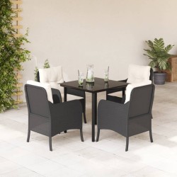 Ensemble à manger de jardin coussins 5pcs Noir Résine tressée 510599510599