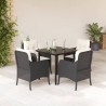 Ensemble à manger de jardin coussins 5pcs Noir Résine tressée 510599510599