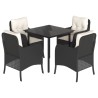 Ensemble à manger de jardin coussins 5pcs Noir Résine tressée 510599510599