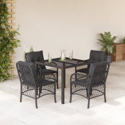 Ensemble à manger de jardin coussins 5pcs Noir Résine tressée 510603510603