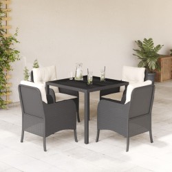Ensemble à manger de jardin coussins 5pcs Noir Résine tressée 510604510604