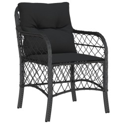 Ensemble à manger de jardin coussins 5pcs Noir Résine tressée 510605510605