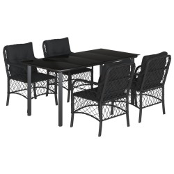 Ensemble à manger de jardin coussins 5pcs Noir Résine tressée 510606510606