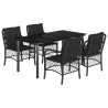 Ensemble à manger de jardin coussins 5pcs Noir Résine tressée 510606510606