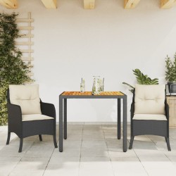 Ensemble à manger de jardin avec coussins 3 pcs Noir 510608510608