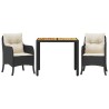 Ensemble à manger de jardin avec coussins 3 pcs Noir 510608510608