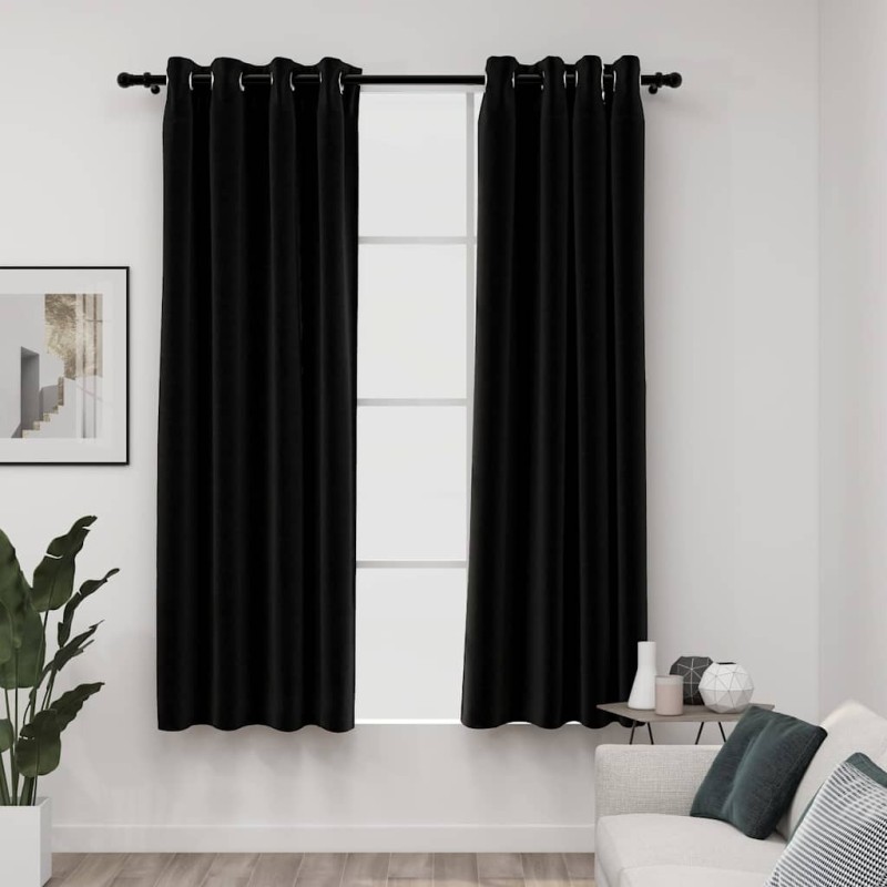 Rideaux occultants Aspect de lin 2 pcs Anthracite 140x175 cm 510611510611