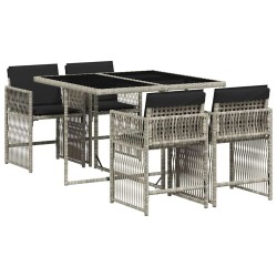 Ensemble à manger de jardin et coussins 5 pcs gris clair rotin 510612510612
