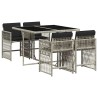 Ensemble à manger de jardin et coussins 5 pcs gris clair rotin 510612510612