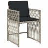 Ensemble à manger de jardin et coussins 5 pcs gris clair rotin 510612510612