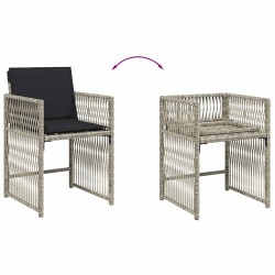 Ensemble à manger de jardin et coussins 5 pcs gris clair rotin 510612510612
