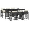 Ensemble à manger de jardin coussins 7pcs Noir Résine tressée 510613510613