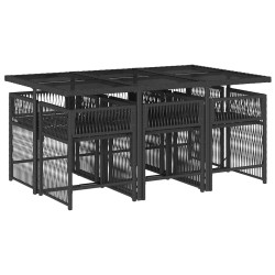 Ensemble à manger de jardin coussins 7pcs Noir Résine tressée 510613510613
