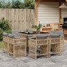 Ensemble à manger de jardin et coussins 9 pcs mélange beige 510618510618