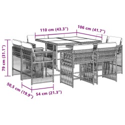 Ensemble à manger de jardin et coussins 9 pcs mélange beige 510618510618