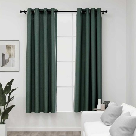 Rideaux occultants Aspect lin avec œillets 2 pcs Vert 140x175cm 510622510622