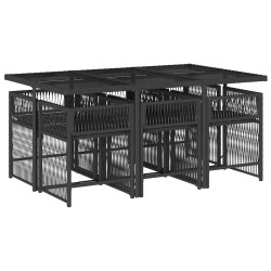 Ensemble à manger de jardin coussins 7pcs Noir Résine tressée 510623510623