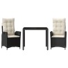 Ensemble à manger de jardin avec coussins 3 pcs Noir 510624510624