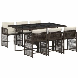 Ensemble à manger de jardin et coussins 7 pcs marron rotin 510625510625