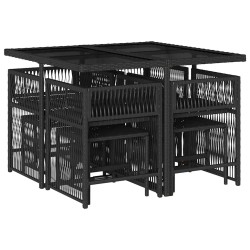 Ensemble à manger de jardin 9pcs coussins noir résine tressée 510626510626