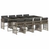 Ensemble à manger de jardin 9 pcs coussins gris résine tressée 510628510628