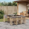 Ensemble à manger de jardin coussins 7 pcs mélange beige rotin 510630510630