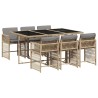 Ensemble à manger de jardin coussins 7 pcs mélange beige rotin 510630510630