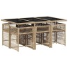 Ensemble à manger de jardin coussins 7 pcs mélange beige rotin 510630510630