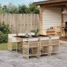 Ensemble à manger de jardin et coussins 7 pcs beige poly rotin 510631510631