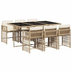Ensemble à manger de jardin et coussins 7 pcs beige poly rotin 510631510631