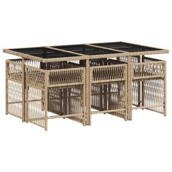 Ensemble à manger de jardin et coussins 7 pcs beige poly rotin 510631510631