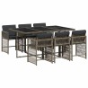 Ensemble à manger de jardin et coussins 7 pcs gris rotin 510632510632