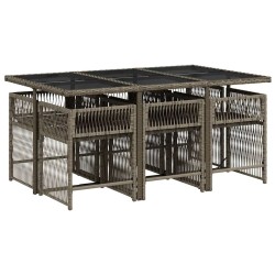 Ensemble à manger de jardin et coussins 7 pcs gris rotin 510632510632