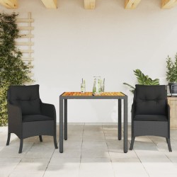 Ensemble à manger de jardin avec coussins 3 pcs Noir 510634510634