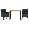 Ensemble à manger de jardin avec coussins 3 pcs Noir 510634510634