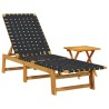 Chaises longues avec table noir bois d'acacia solide et tissu 510639510639