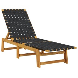 Chaises longues avec table noir bois d'acacia solide et tissu 510639510639
