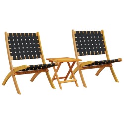 Chaises pliables de jardin lot de 2 avec table noir bois massif 510643510643