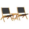 Chaises pliables de jardin lot de 2 avec table noir bois massif 510643510643