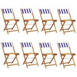 Chaises de jardin pliantes lot de 8 tissu et bois massif 510652510652