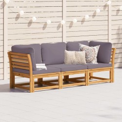 Salon de jardin 3 pcs avec coussins bois massif d'acacia 510658510658