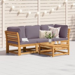 Salon de jardin 3 pcs avec coussins bois massif d'acacia 510658510658